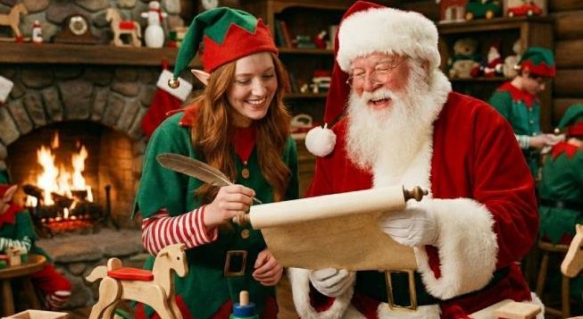 Babbo Natale ed elfa ©gemini per mentelocale