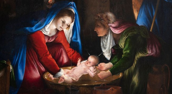 Lorenzo Lotto, particolare della Natività, 1525 (Siena, Pinacoteca Nazionale)