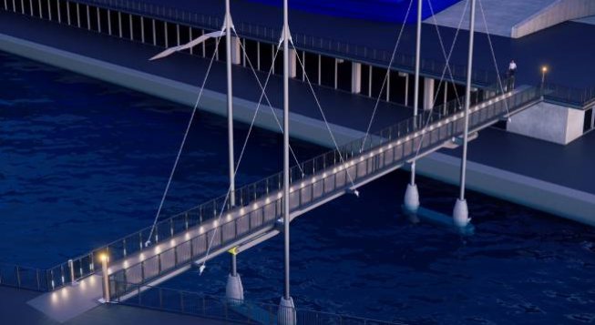 Render passerella pedonale Waterfront di Levante