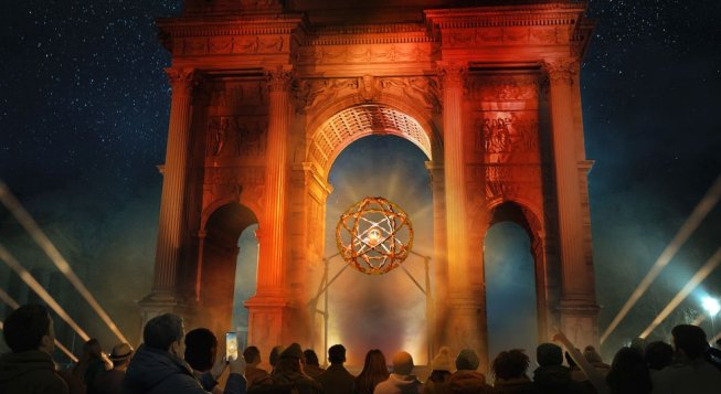 Braciere Olimpico all'Arco della Pace (render)