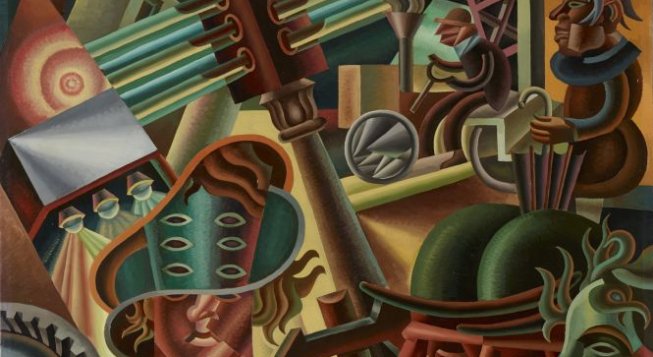 Fortunato Depero: Simultaneità metropolitane, 1946, (Mart, Fondo Depero) © Fortunato Depero by Siae 2026