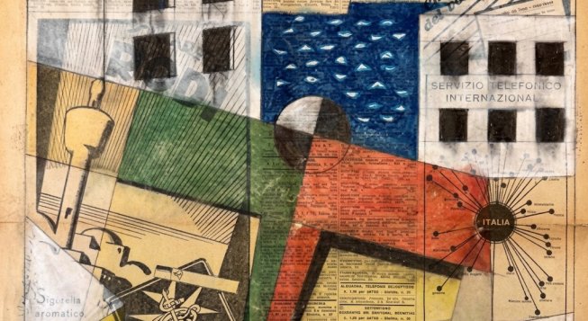 Opera futurista dipinta su una pagina de La Stampa del 1933