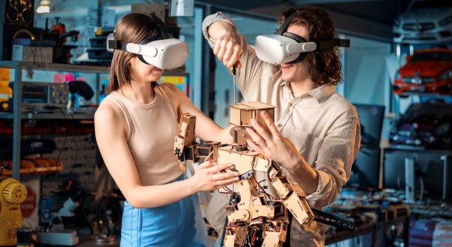 Giovane uomo e donna con occhiali protettivi ©Freepik/frimufilms