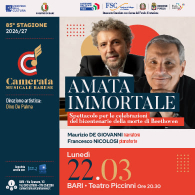AMATA IMMORTALE, Camerata Musicale Barese - 85ima stagione 2026/2027